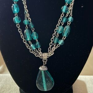 Source Unknown Turquoise Beaded Necklace with Pendant